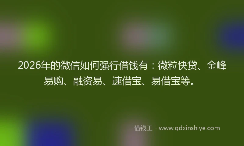 2026年的微信如何强行借钱有：微粒快贷、金峰易购、融资易、速借宝、易借宝等。