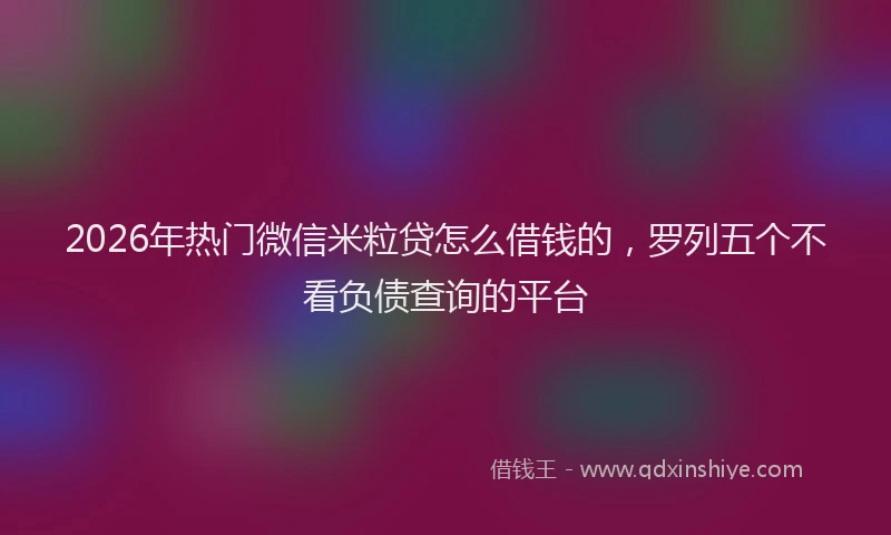2026年热门微信米粒贷怎么借钱的，罗列五个不看负债查询的平台