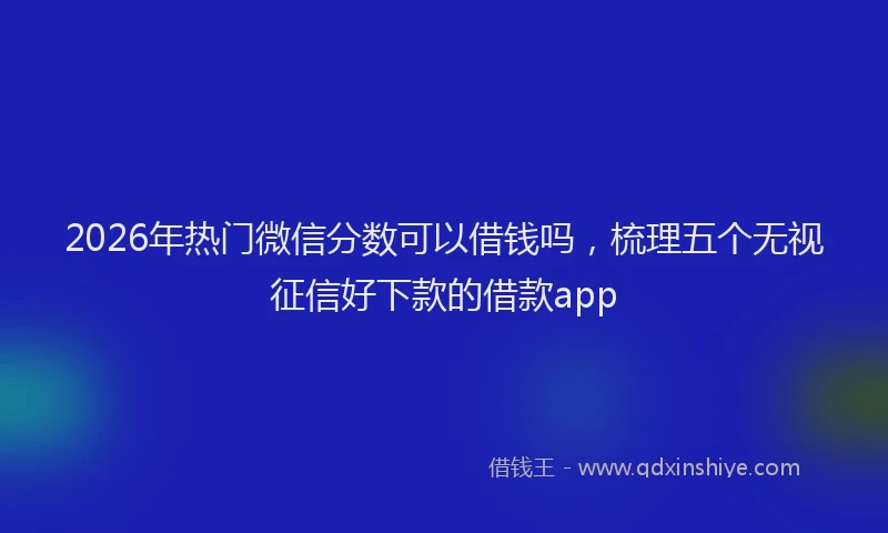 2026年热门微信分数可以借钱吗，梳理五个无视征信好下款的借款app