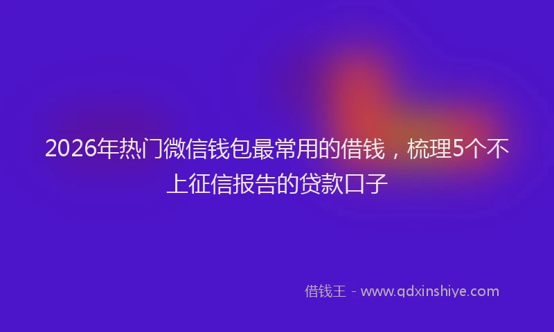 2026年热门微信钱包最常用的借钱，梳理5个不上征信报告的贷款口子