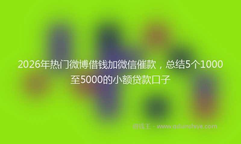 2026年热门微博借钱加微信催款，总结5个1000至5000的小额贷款口子