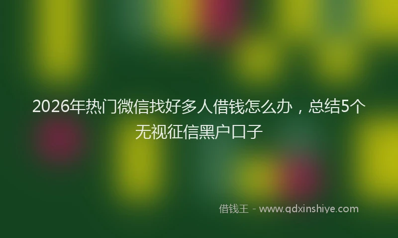 2026年热门微信找好多人借钱怎么办，总结5个无视征信黑户口子