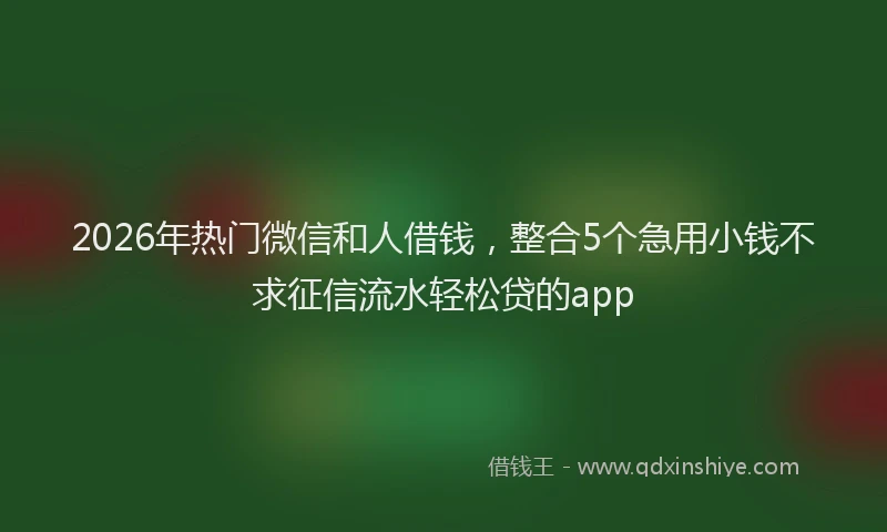 2026年热门微信和人借钱，整合5个急用小钱不求征信流水轻松贷的app