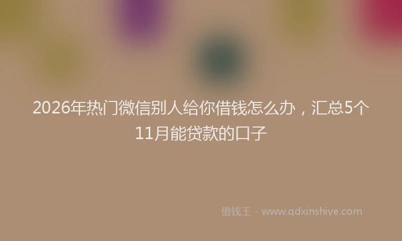 2026年热门微信别人给你借钱怎么办，汇总5个11月能贷款的口子