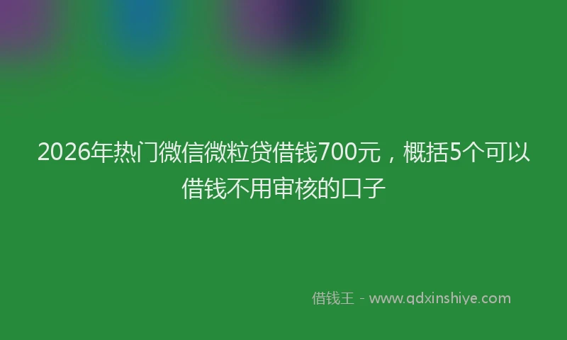 2026年热门微信微粒贷借钱700元，概括5个可以借钱不用审核的口子