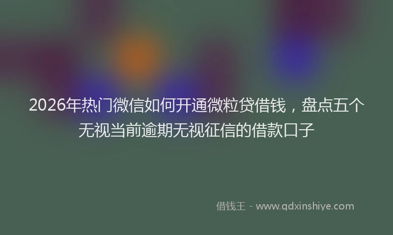 2026年热门微信如何开通微粒贷借钱，盘点五个无视当前逾期无视征信的借款口子