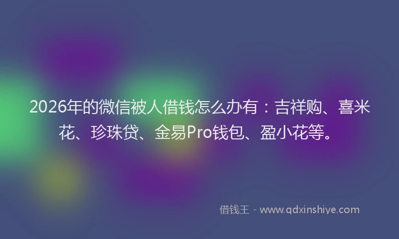 2026年的微信被人借钱怎么办有:吉祥购、喜米花、珍珠贷、金易Pro钱包、盈小花等。