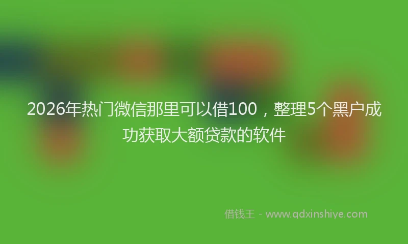 2026年热门微信那里可以借100,整理5个黑户成功获取大额贷款的软件