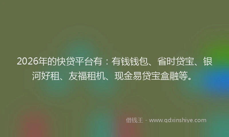 2026年的快贷平台有:有钱钱包、省时贷宝、银河好租、友福租机、现金易贷宝盒融等。