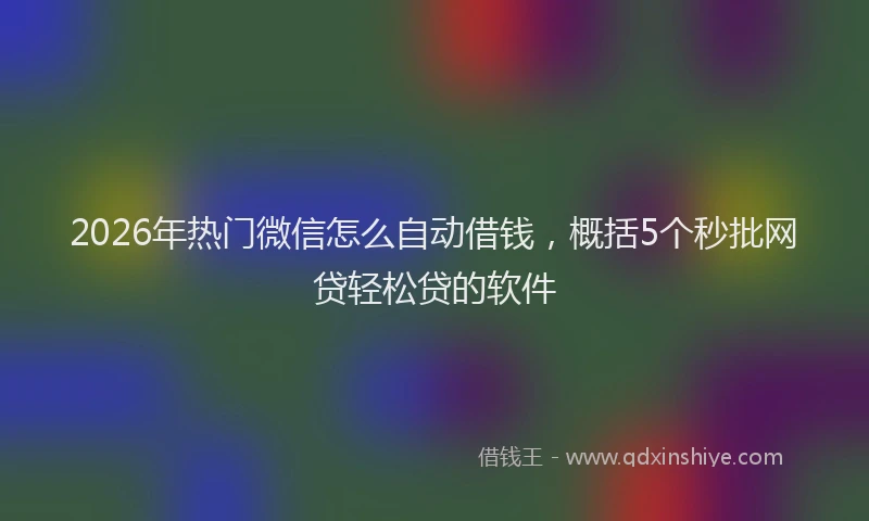 2026年热门微信怎么自动借钱，概括5个秒批网贷轻松贷的软件