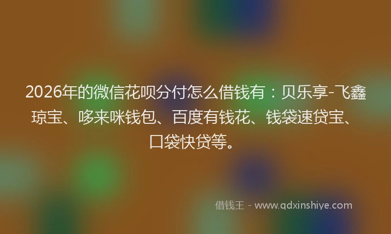 2026年的微信花呗分付怎么借钱有：贝乐享-飞鑫琼宝、哆来咪钱包、百度有钱花、钱袋速贷宝、口袋快贷等。