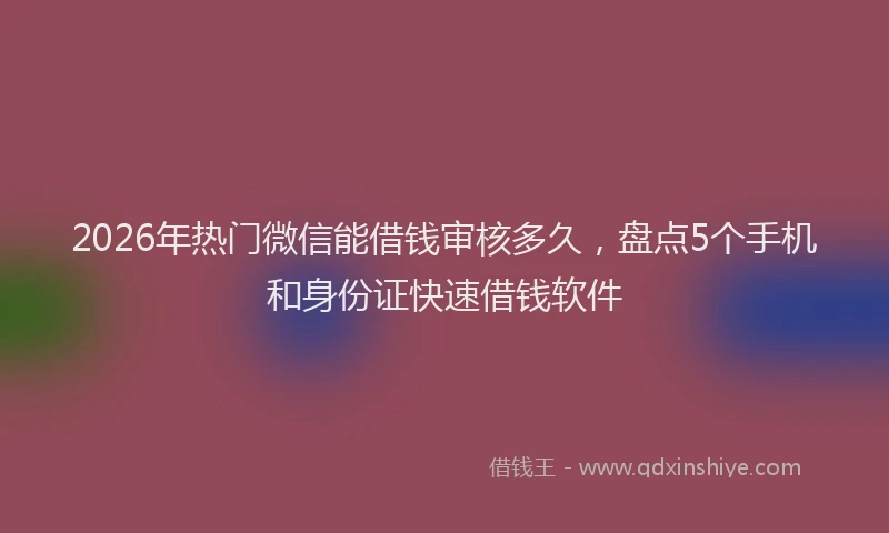 2026年热门微信能借钱审核多久，盘点5个手机和身份证快速借钱软件