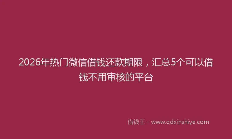 2026年热门微信借钱还款期限，汇总5个可以借钱不用审核的平台
