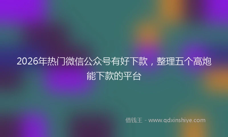 2026年热门微信公众号有好下款，整理五个高炮能下款的平台