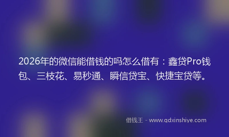 2026年的微信能借钱的吗怎么借有：鑫贷Pro钱包、三枝花、易秒通、瞬信贷宝、快捷宝贷等。