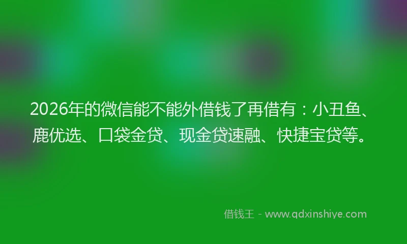 2026年的微信能不能外借钱了再借有：小丑鱼、鹿优选、口袋金贷、现金贷速融、快捷宝贷等。
