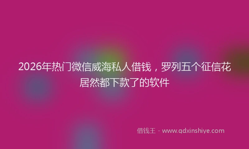2026年热门微信威海私人借钱,罗列五个征信花居然都下款了的软件