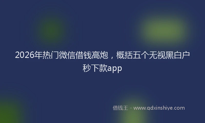 2026年热门微信借钱高炮,概括五个无视黑白户秒下款app