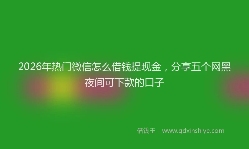 2026年热门微信怎么借钱提现金，分享五个网黑夜间可下款的口子