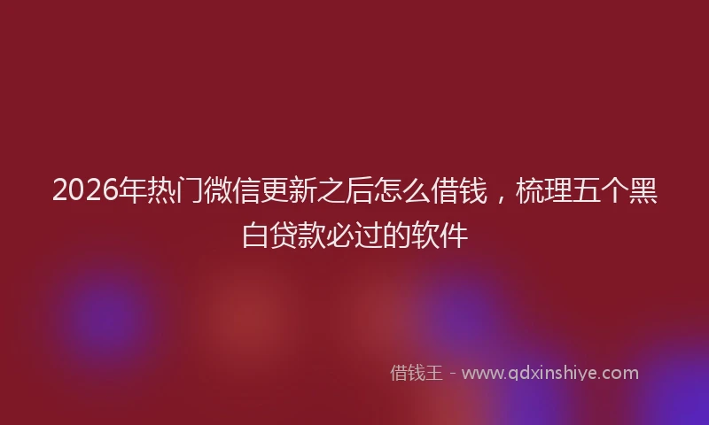 2026年热门微信更新之后怎么借钱，梳理五个黑白贷款必过的软件