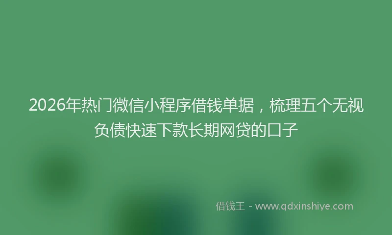 2026年热门微信小程序借钱单据，梳理五个无视负债快速下款长期网贷的口子