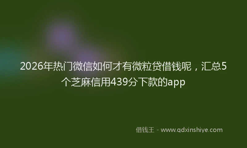 2026年热门微信如何才有微粒贷借钱呢,汇总5个芝麻信用439分下款的app