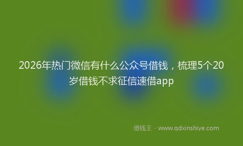 2026年热门微信有什么公众号借钱,梳理5个20岁借钱不求征信速借app