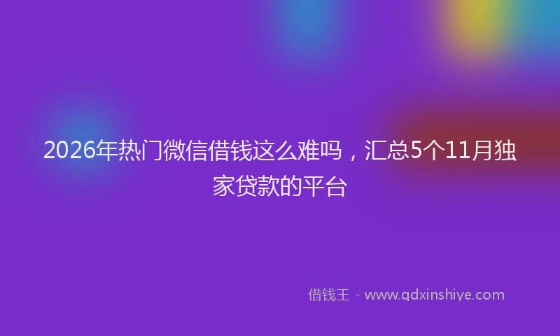 2026年热门微信借钱这么难吗，汇总5个11月独家贷款的平台