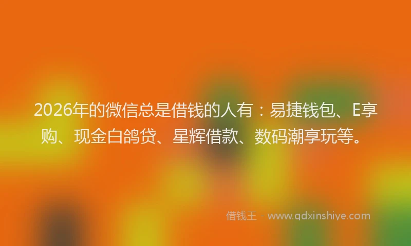 2026年的微信总是借钱的人有：易捷钱包、E享购、现金白鸽贷、星辉借款、数码潮享玩等。