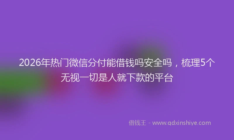 2026年热门微信分付能借钱吗安全吗，梳理5个无视一切是人就下款的平台