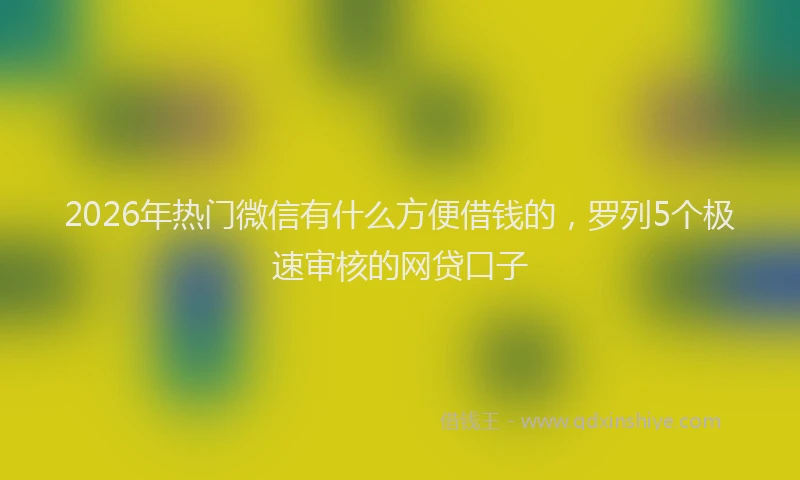 2026年热门微信有什么方便借钱的，罗列5个极速审核的网贷口子