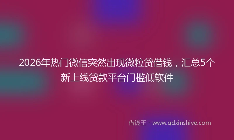 2026年热门微信突然出现微粒贷借钱，汇总5个新上线贷款平台门槛低软件