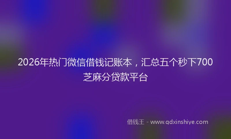 2026年热门微信借钱记账本，汇总五个秒下700芝麻分贷款平台