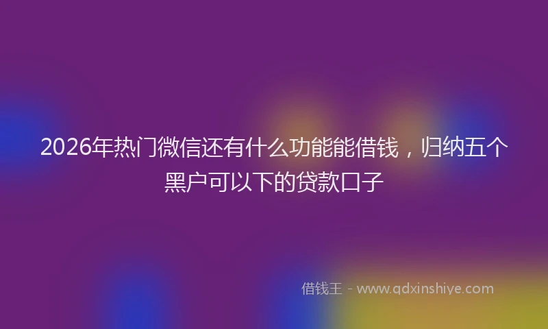 2026年热门微信还有什么功能能借钱，归纳五个黑户可以下的贷款口子