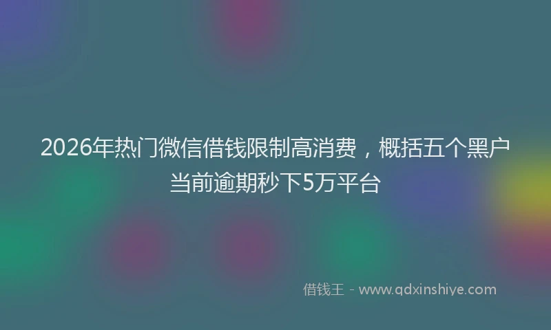 2026年热门微信借钱限制高消费，概括五个黑户当前逾期秒下5万平台