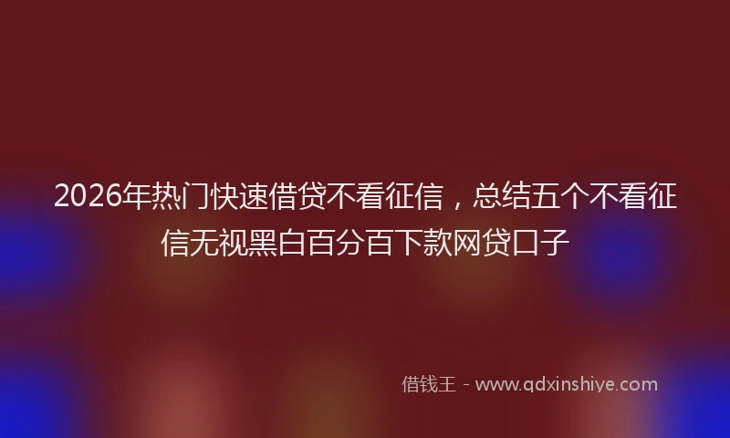 2026年热门快速借贷不看征信，总结五个不看征信无视黑白百分百下款网贷口子