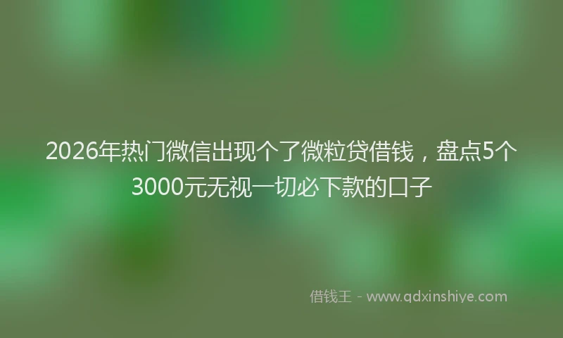 2026年热门微信出现个了微粒贷借钱，盘点5个3000元无视一切必下款的口子