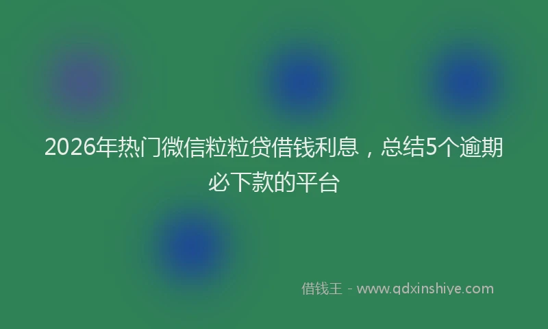 2026年热门微信粒粒贷借钱利息，总结5个逾期必下款的平台