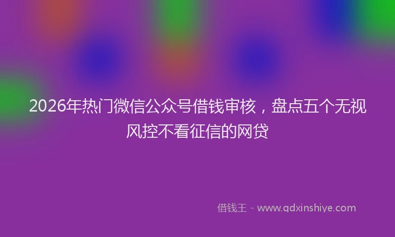 2026年热门微信公众号借钱审核，盘点五个无视风控不看征信的网贷