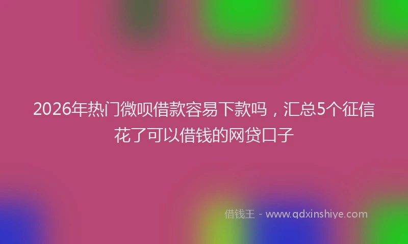 2026年热门微呗借款容易下款吗，汇总5个征信花了可以借钱的网贷口子