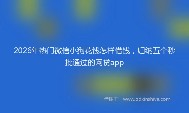 2026年热门微信小狗花钱怎样借钱，归纳五个秒批通过的网贷app