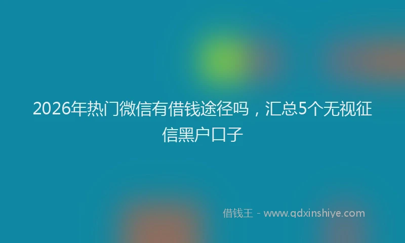 2026年热门微信有借钱途径吗，汇总5个无视征信黑户口子
