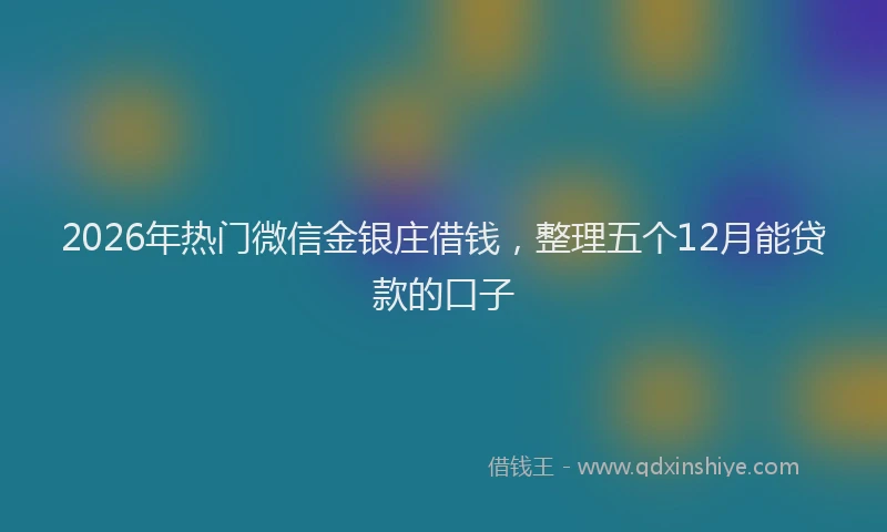 2026年热门微信金银庄借钱，整理五个12月能贷款的口子