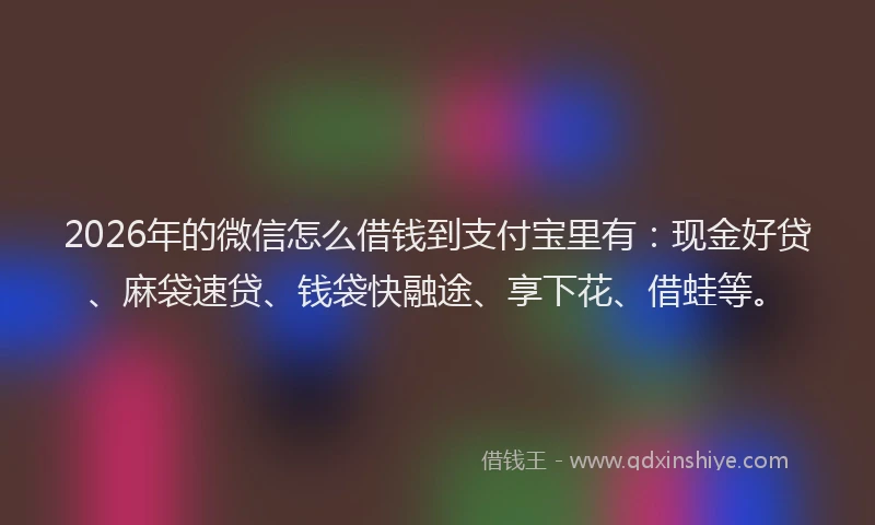 2026年的微信怎么借钱到支付宝里有：现金好贷、麻袋速贷、钱袋快融途、享下花、借蛙等。