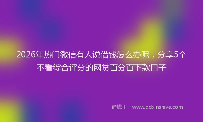 2026年热门微信有人说借钱怎么办呢，分享5个不看综合评分的网贷百分百下款口子