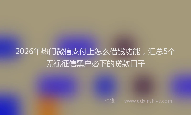 2026年热门微信支付上怎么借钱功能，汇总5个无视征信黑户必下的贷款口子