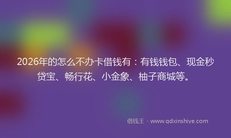 2026年的怎么不办卡借钱有:有钱钱包、现金秒贷宝、畅行花、小金象、柚子商城等。