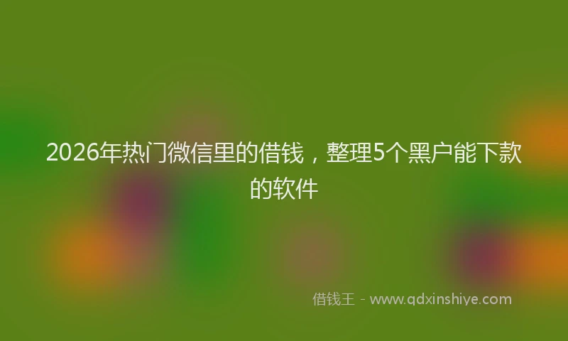 2026年热门微信里的借钱，整理5个黑户能下款的软件