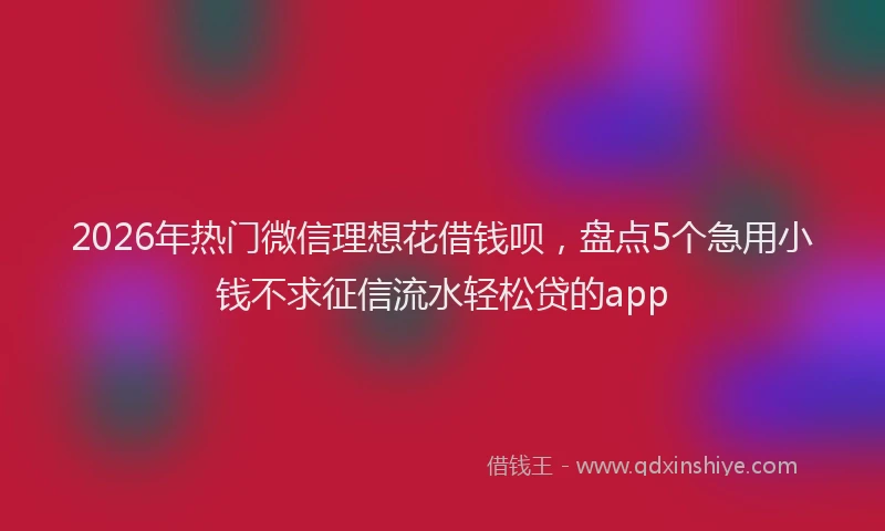 2026年热门微信理想花借钱呗，盘点5个急用小钱不求征信流水轻松贷的app