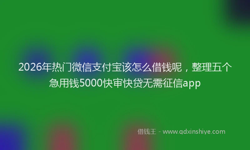 2026年热门微信支付宝该怎么借钱呢，整理五个急用钱5000快审快贷无需征信app